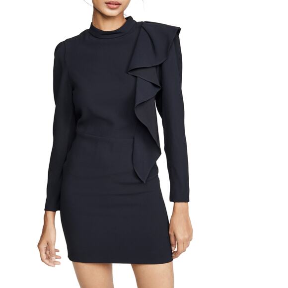 IRO Black Long Sleeve Mini Dress Ruffle Detail - Picture 1 of 13